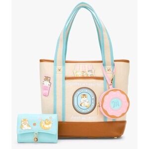 Mofusand Cats Donuts & Coffee Canvas Tote Crossbody Bag Donut Coin Bag & WALLET